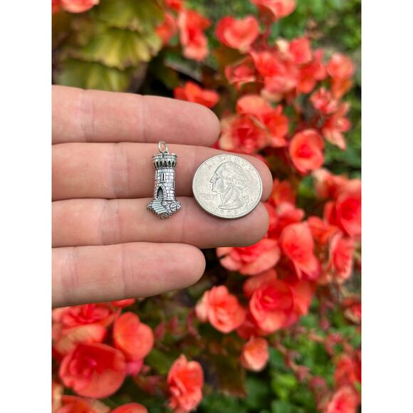 Sterling Silver Castle Tower Charm - Picture 3 of 7
